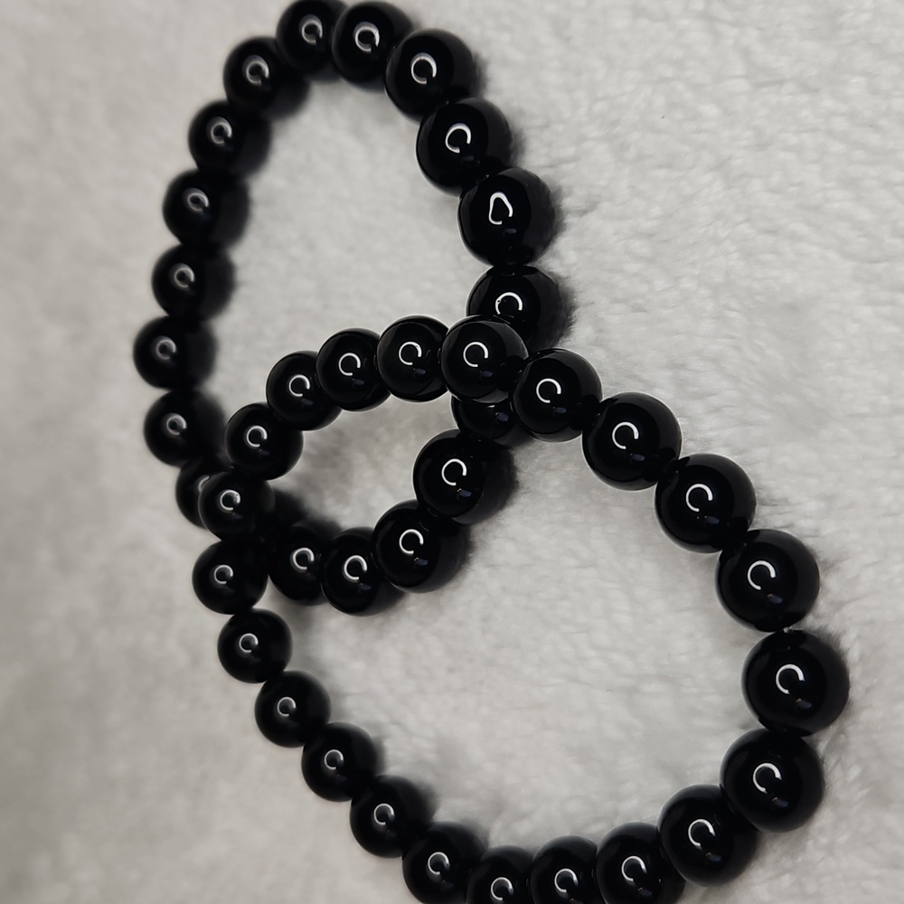 Black Onyx 8mm Beaded Stretch Bracelet Healing Crystal Stone Unisex
